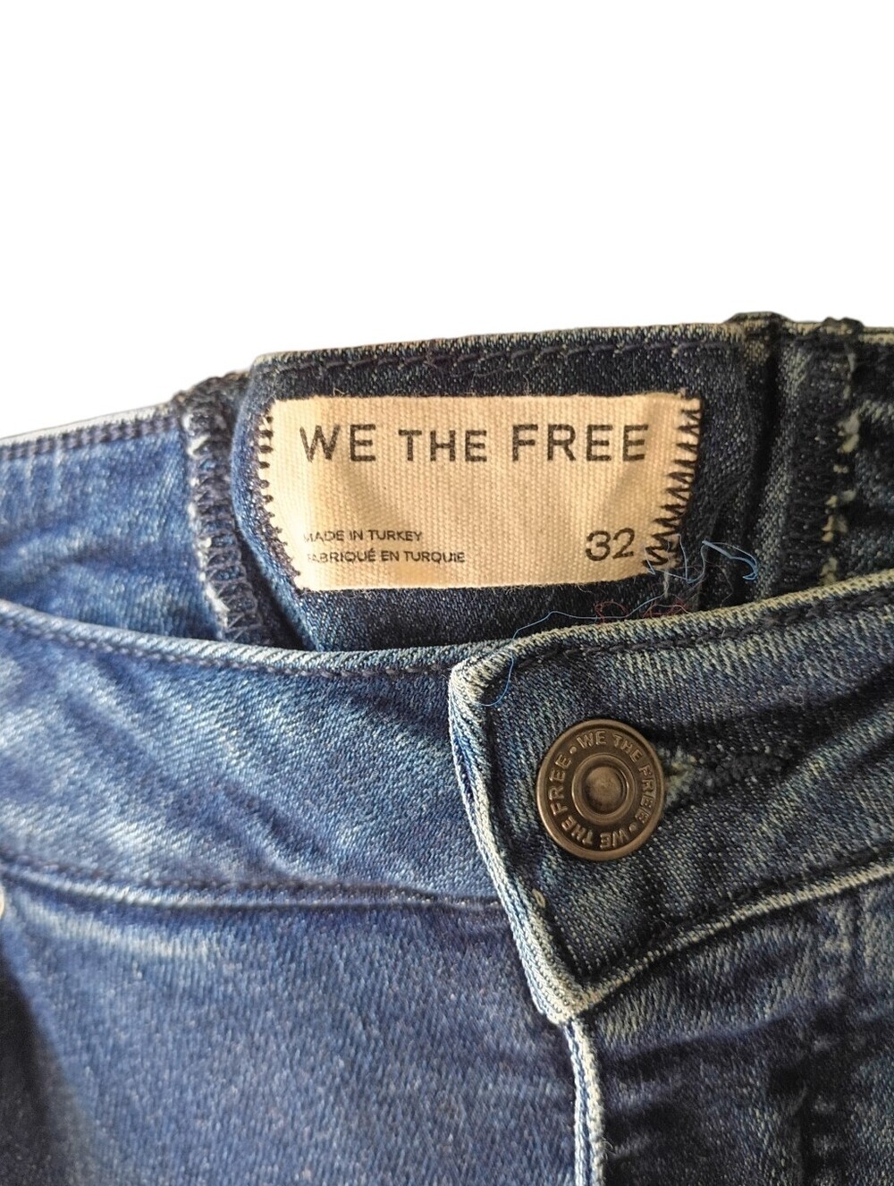 NWOT We The Free By FP Blue Wash Super Flare Bell Bottoms Size 32 - Picture 2 of 6